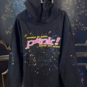 $245 Sp5der Young Thug P*NK Hoodie | Black | Large Unisex
